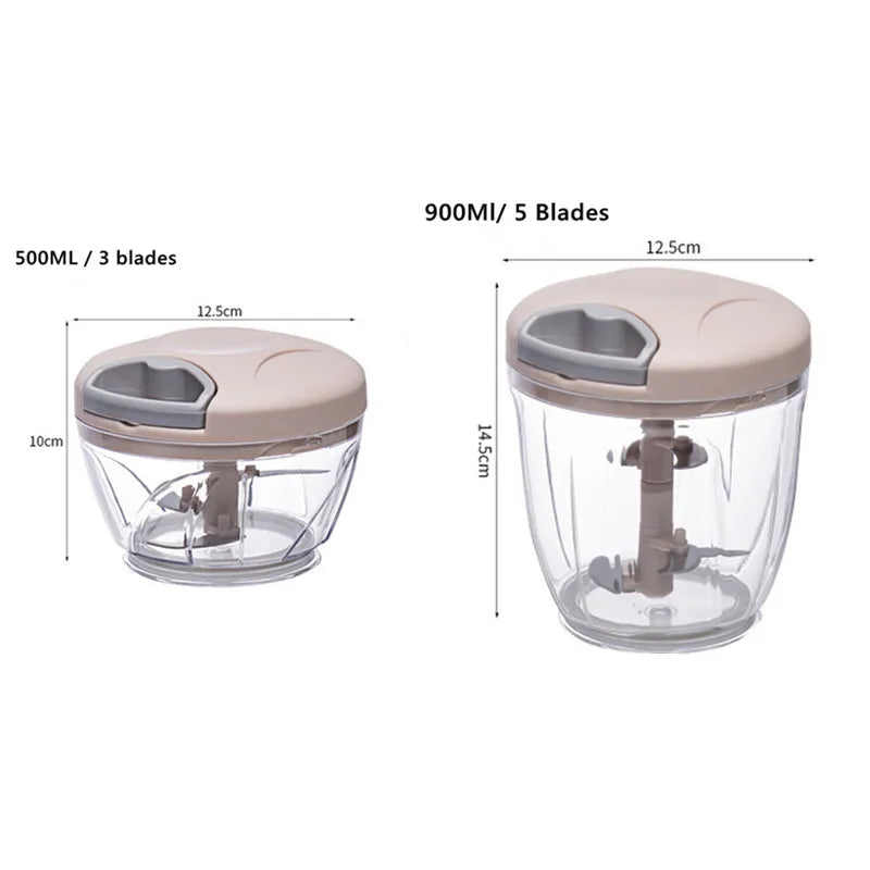 500/900ML Manual Meat Vegie Garlic Mincer Chopper Crusher Grinder