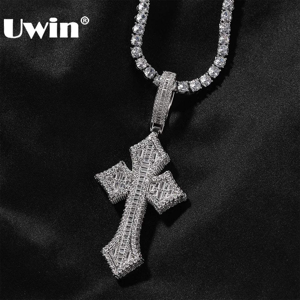 Baguettecz Cross Pendant Necklaces Iced Out Cubic Zirconias