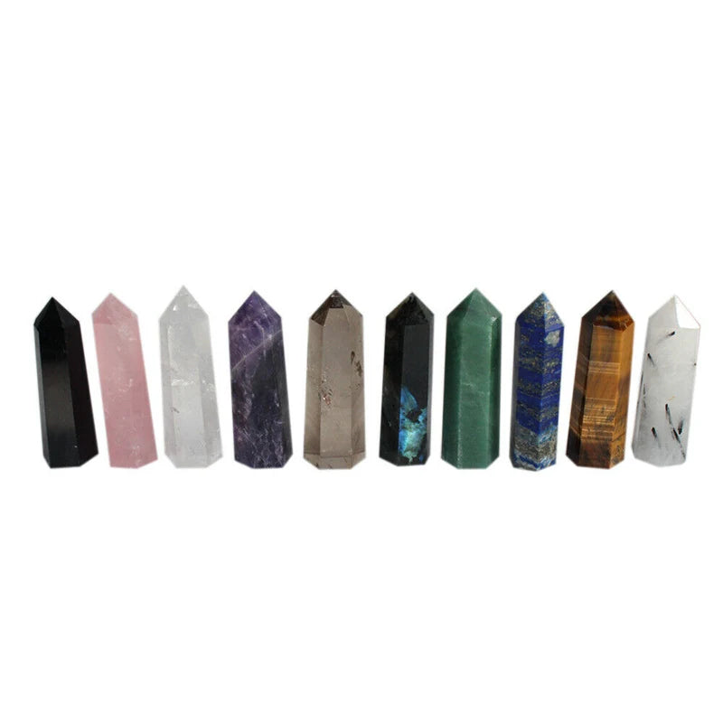 Natural Crystal Point Wand Clear Fluorite Amethyst Rose Quartz Healing Stone